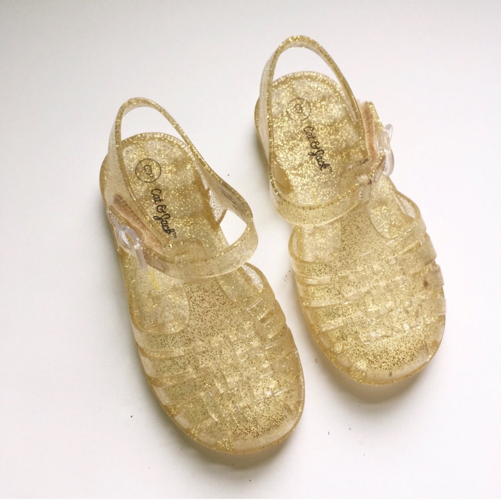 Cat & Jack Gold Sparkle Jelly Sandals Size 9